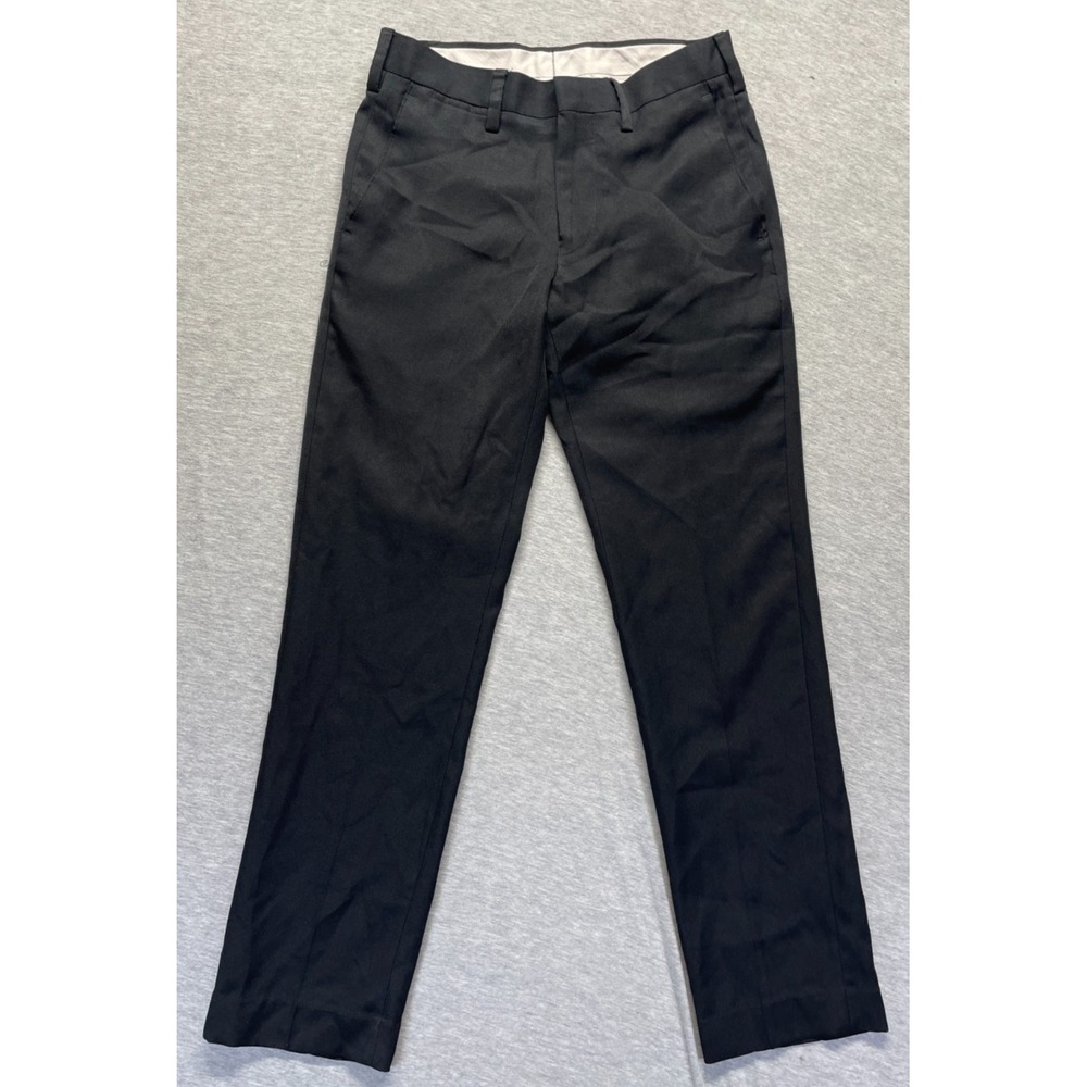 Mens Oxford Dress Pants 29x30 Black Low Rise Straight Leg Business Formal Wear